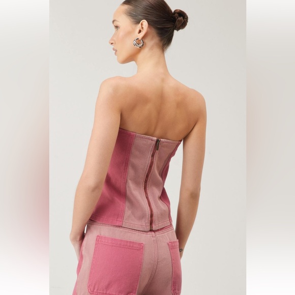 NWT NASTY GAL- Twill Colorblock Denim Bandeau Top - Picture 4 of 4